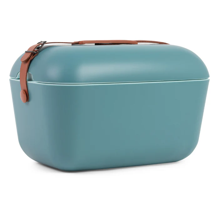 Cooler Retro 12l - Azul com Alça Marrom