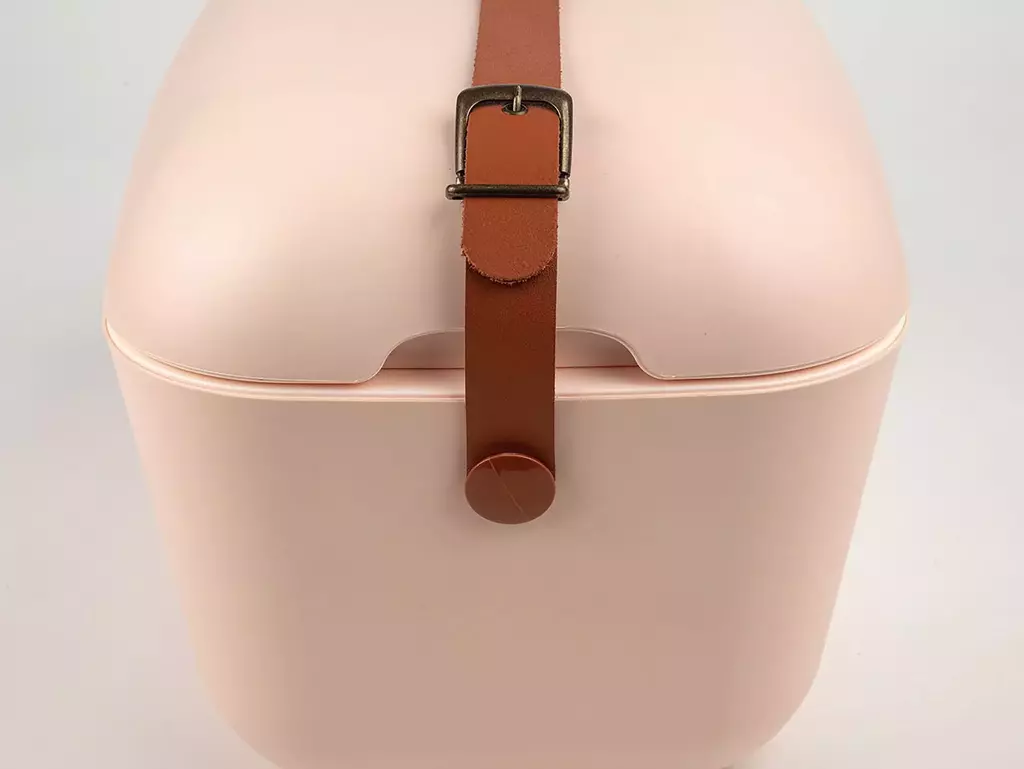 Cooler Retro 20l - Rosa Nude com Alça Marrom