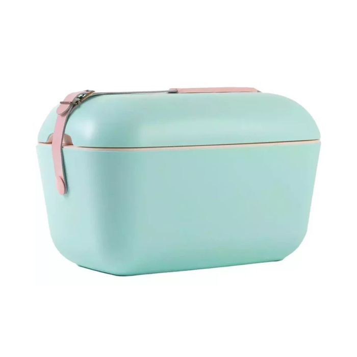 Cooler Retro 20l - Verde Água com Alça Rosa
